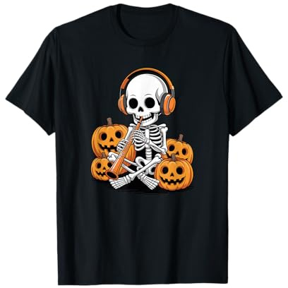 Halloween Scheletro Oboe Oboista Maglietta
