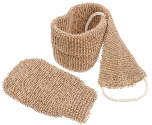 PRETYZOOM 2 Stück-Pack Peeling Rückenschrubber aus Jute Ramie Rückengerechter Badehandschuh für Dusche Körperreinigung Hautfreundlich Waschbar