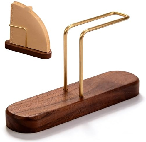Primst Cone Coffee Filter Holder Stand, Walnut Paper Rack, Coffee Filterpaper Organizer Filtering Stand for Coffee Bar/Home/Office