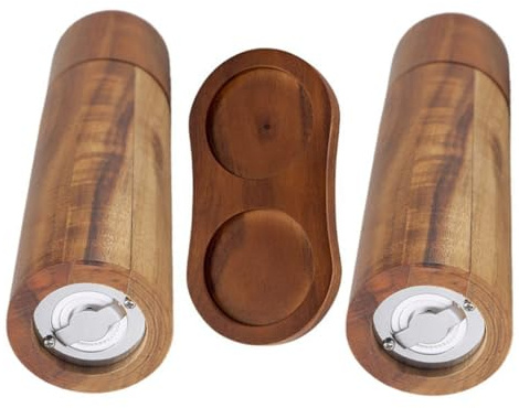 SUPVOX Molinillos de Especias Manuales de Madera Acacia 20 CM Núcleo Cerámico Set de 3 Piezas para Uso en Cocina y Mesa