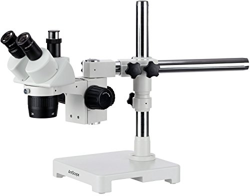 AmScope SW-3T24 - Microscopio estéreo trinocular, Ocular WH10x, Aumento de 20X/40X, Objetivo 2X/4X, Soporte de Brazo único