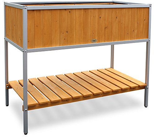 Habau upphöjd säng med aluminiumram – gul