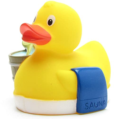 Duckshop I Badeente Sauna I Quietscheente I L: 8 cm - inkl. Quietscheentchen-Schlüsselanhänger im Set I Geschenk für Saunagänger I