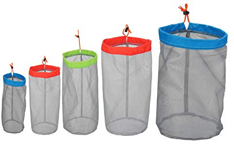 Alemon Small to XXlarge 5 Pcs Drawstring Mesh Stuff Sack, Ditty Bags Storage Pouch Bags Sleeping Bag for Travel Camping Hiking, Ultralight, Set of 5