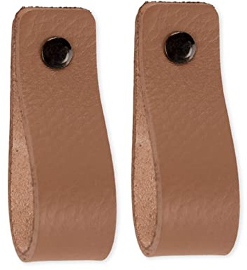 Brute Strength – Ledergriffe für Möbel – 16,5 x 2,5 cm – Taupe – 2 Stück | Handgefertigte Möbelgriffe und Lederschlaufen aus Leder; für Schranktüren und Schubladen, Schrauben inklusive