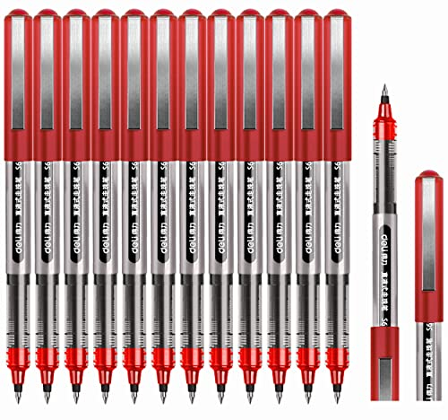 Surcotto Tintenroller Stifte rot, 0,5mm Gelschreiber, glatter Kugelschreiber, schnelltrocknend, flüssige Tinte, dokumentenecht, geeignet für Rechts- und Linkshänder, Schreibset – 12 Stück