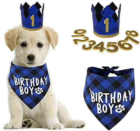 Suministros de fiesta de cumpleaños para perro, trajes de mascotas, accesorios de decoración de fiesta para perros pequeños y medianos y gatos