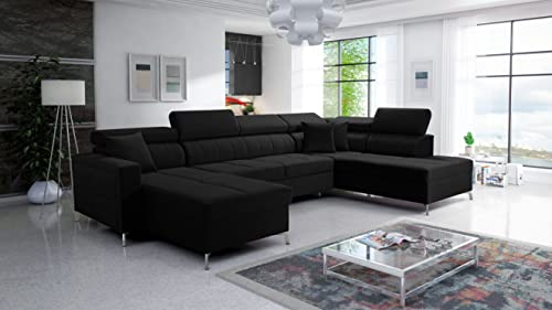 All4All Ecksofa mit Schlaffunktion SIMI VI Bettkasten Wohnlandschaft XXL Sofa U Form Modern 26 (Jaguar 2183, Seite Links)