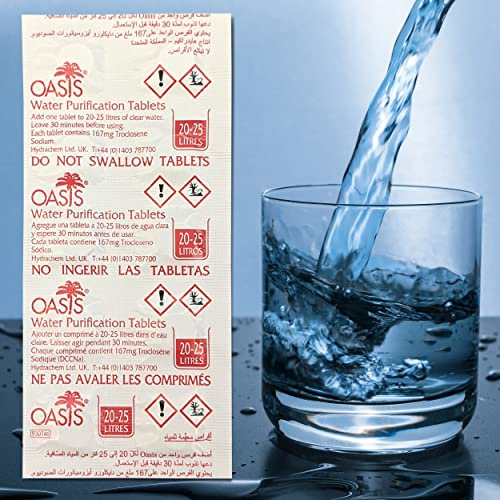 plasteo PURE OASIS Wasserreinigungstabletten Wasserentkeimung Krisenvorsorge 10er Set für 250 Liter