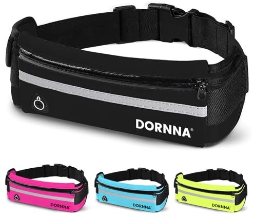 DORNNA® Ceinture Running Smartphone Homme et Femme, Sac Banane Sport de Course a Pied, Sport, Jogging, Footing, Courir - Fitness Belt Bag pour Tous Les Telephones. (Noir)