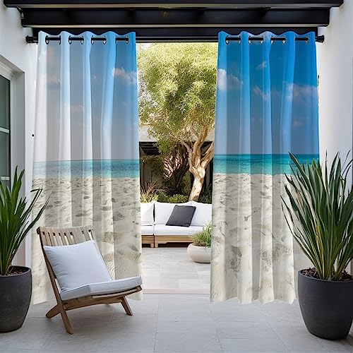 BESTORI Outdoor Vorhang Wetterfest, Wasserdicht Sichtschutz 3D Outdoor Gardine mit Ösen Blickdicht UVschutz Sonnenschutz Vorhang für Balkon Garten Patio, 1 Stück, 177x213cm