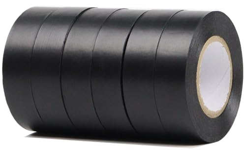 QILIMA Cinta aislante negra, 19 mm x 20 metros, paquete de 6 Cinta aislante de PVC autoadhesiva muy flexible, resistente a la abrasión y fuerte para agrupar, reparar y proteger cables.