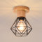 DELIPOP Plafonnier Industriel E27 Lustre, Suspension Luminaire Vintage, Métal Rétro Forme Cage Lampe de Plafond, Éclairage Plafond Pour Salon Cuisine Chambre Restaurant Café Bar, Noir