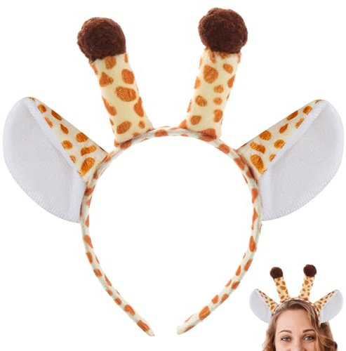 Reh Haarreif Damen, Giraffen Haarreif Kinder Haarreif Karneval, Giraffe Haarreif Fasching Haarreif Damen, Giraffenohren Haarreif Stirnband mit Giraffen Ohren Giraffen Kostüm Halloween Party Accessoire