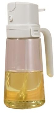 NMGHUTE Aceitera y Vinagrera Pulverizador De Aceite Dispensador De Aceite 2 En 1 Tipo Empuje Adecuado For Cocinar Freidora De Aire Hornear Jarra para Cocina(White)