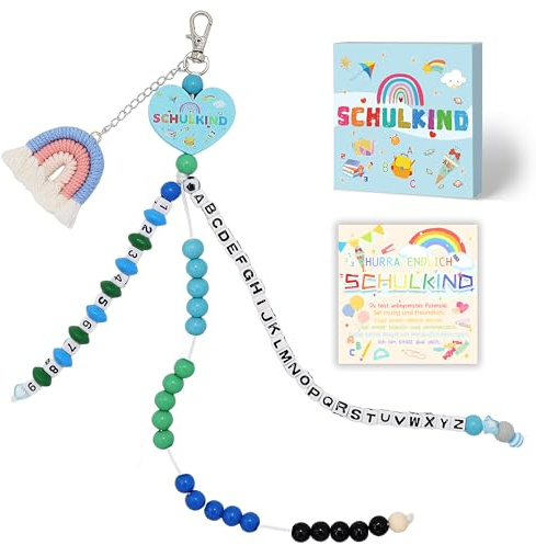 iDattel Cornet d'école pour garçon - Cadeau de rentrée des classes - Bleu - Chaîne de calcul de première classe pour garçon 2025 - Remplissage de sac d'école - Cadeau porte-bonheur avec carte de vœux