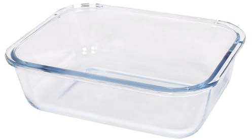 Argon Tableware Plat à Gâteaux Rectangulaire en Verre - 22cm x 16.5cm - 1x Grand Profond Tarte Lutin Gâteau au Fromage Pain Éponge Four Pâtisserie Étain Plateau Poêle | Compatible Congélateur