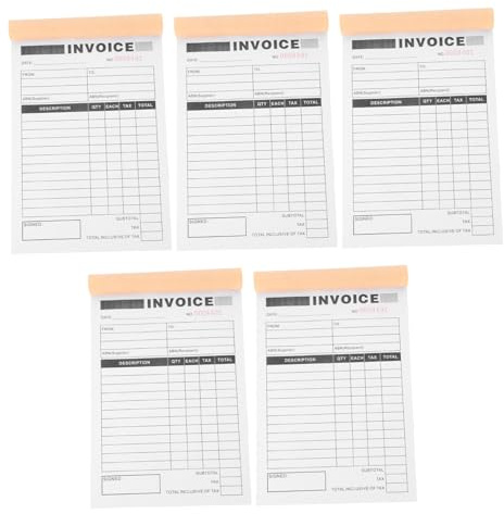 HORIALENCE Carnet de Reçus en Double Exemplaire 100 Pages 5 Cahiers Papier Photocopie avec Tableau D’écriture Intégré pour Facturation Artisanat Bureau Petites Entreprises