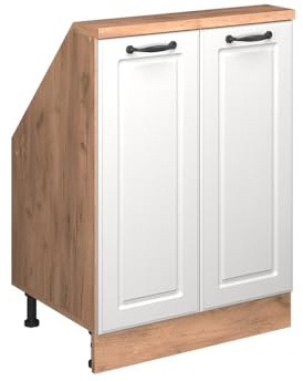 Vicco Dachschrägenschrank Rion, Weiß Landhaus, mit 2 Türen, geeignet für die platzsparende Aufbewahrung unter Dachschrägen