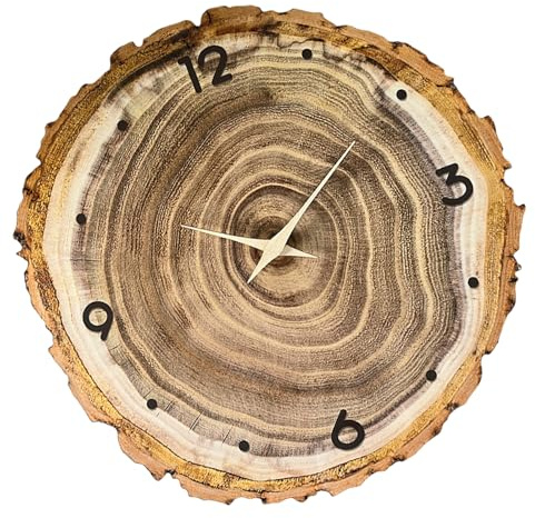 Orologio da parete moderno minimalisti con venature di legno con anelli annuali stampa silenzioso senza ticchettio per soggiorno ufficio a batteria fattorie Decors orologio