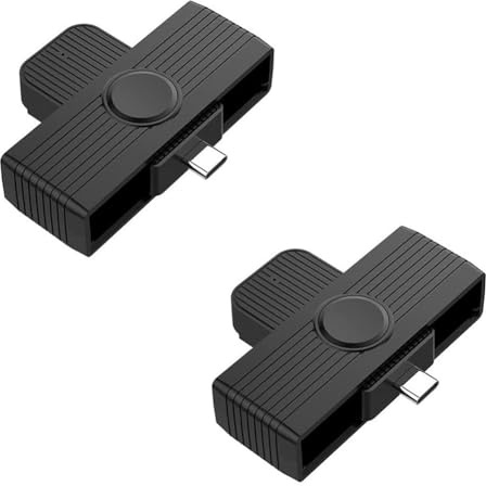 Agwuoetr 2X Lecteur de Carte à Puce de Type C Smart Card/SIM/ID/CAC Card Smart Card Reader Adapter pour Android Phones PC Computer