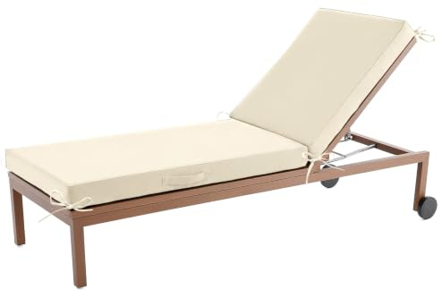 Aocase Sonnenliege Auflage, Deckchair Auflagen, Liegenauflagen für Gartenmöbel Wasserdicht, liegestuhl Auflage Mit Einstellband,für Sonnenliege Gartenmöbel Matratze,Elfenbein,183x53x5cm