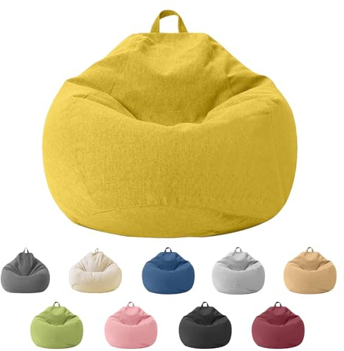 Jinfanshurich Puf para niños y adultos, solo funda (sin relleno), para dormitorio, oficina, sala de estar, terraza (amarillo, XL)