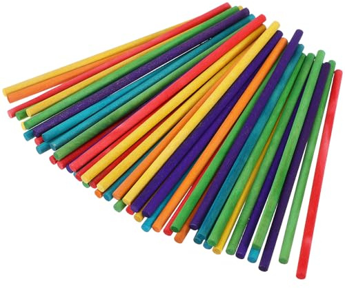 Anneome 50 Bastoncini di Legno Colorati 15X05 CM per e Fai da Te Set di Bastoncini Artigianali Lisci e Sicuri per Progetti Creativi e Giochi Educativi