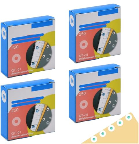 Pegatinas de Refuerzo de Agujeros,1000 PCS Etiquetas y Anillos Refuerzo Autoadhesivos Transparentes para Hojas Sueltas Papel Archivadores Carpetas Refuerzos Página Arandelas Adhesivas