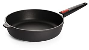 Woll Nowo Titanium Hochrandpfanne, Ø 28 cm, 7 cm hoch, mit abnehmbarem Stiel - Geeignet für Ceran, Gas, Elektro, Halogen - nicht induktionsfähig, Aluminium Gusspfanne, backofenfest, schwarz