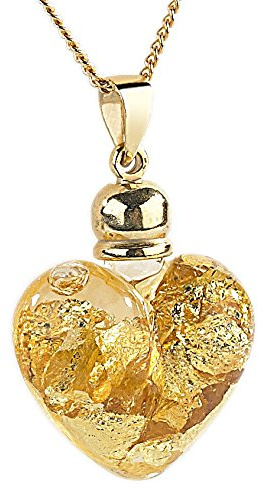 St. Leonhard Collier cœur de verre et feuilles d'Or
