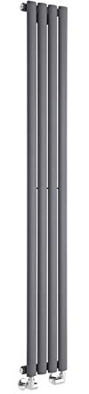 Milano Aruba Anthracite Vertical Single Oval Panel Radiator - 1600mm x 236mm