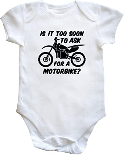 Hippowarehouse Is it too soon to ask for a motorbike? baby vest bodysuit (short sleeve) boys girls