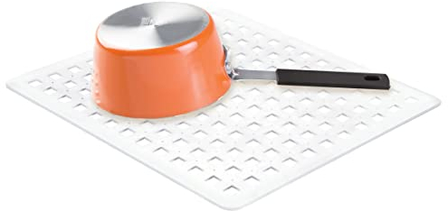 iDesign Tappetino lavandino, Tappetino lavello di misura standard in plastica di PVC, Tappeto lavello ideale per scolare posate e stoviglie, trasparente