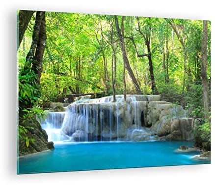 Vidrios decorativos Cascada bosque medio ambiente Cuadro Sobre Vidrio Moderno 70x50cm Decoracion Salon Dormitorio Cocina Cuadros Pared Impresiones Impresión en Cristal Wall Art Prints GAA70x50-2664