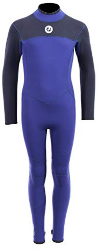 Two Bare Feet Kids Thunderclap 5/4mm Neoprene Winter Wetsuit – Thick, Full Length, Warm & Flexible Design for Cold Water Surfing, Diving, Swimming & Watersports (Navy, XL (11-12 Years))