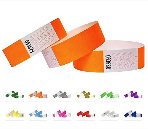 Tyvek Armband – 500-pack – 1,9 cm Tyvek-armband för evenemang (neon-orange)
