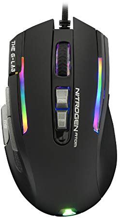 G-LAB Kult NITROGEN Atom High Precision Wired Gaming Mouse - 4800 DPI Optical Sensor, RGB, 9 Programmable Buttons, Ultra Lightweight, MOBA/FPS Ideal - PC/PS4/PS5/Xbox One X/S Compatible - Black