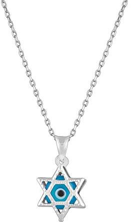 MYSTIC JEWELS By Dalia - Collier Mauvais Œil en Argent Sterling 925 et Cristal, Minimaliste, en différentes Formes (l'étoile de david)