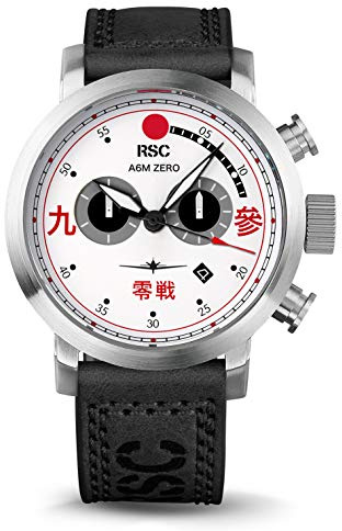 RSC Pilot's Watches Orologio da uomo 45 mm Chronograph Swiss Quartz Zero 6AM, nero, Militare