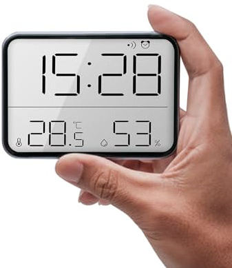 GooDay Smart Digital Alarm Clock, w/Magnetic Attraction, Indoor Temperature Humidity, HD Screen Hour Date, Battery Operated - Black