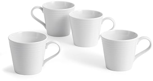 Royal Doulton Mugs, Stoneware, Designed to Mix & Match, Gordon Ramsay Maze Mugs, 400ml/13.5floz, White, Set of 4