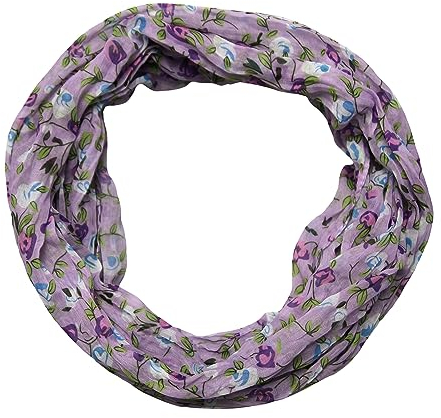 beybey® Damen Seide Loop Schal mit Blumenmuster - wunderschön und fein - Seidenschal - Loop Schal Damen - Schlauchschal Damen (lila)
