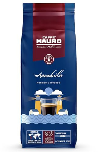 Caffè Mauro – Kaffeebohnen – 1 kg – Amabile Mischung – mittlere Röstung – Intensität 7/10 – hergestellt in Italien – 1kg Packung