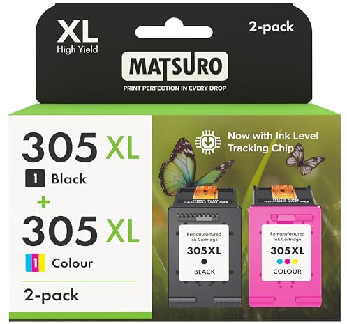 Matsuro 305 XL Multipack Druckerpatronen Ersatz für HP 305 XL mit Chip Kompatibel für HP DeskJet 2700 2710 2720 2722 Plus 4100 4120 4130 Envy 6000 6010 6020 6030 6032 Pro 6400 6430