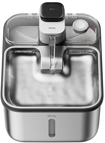 Stainless Steel Cat Water Fountain Wireless for Cats Indoor, 3.6L/123oz Automatic Metal Dog Water Dispenser,Cordless Battery Operated Pet Drinking Fountain,Rechargeable Waterer with Motion Sensor