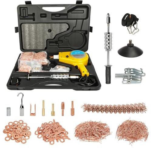 Body Repair Dent Removal Tools, 800VA Spot Welder Stud, 1600A Stud Welder Kit 220V Stud Gun Dent Puller Kit with Complete Accessories Dent Welder Repair for Auto Body Repairing