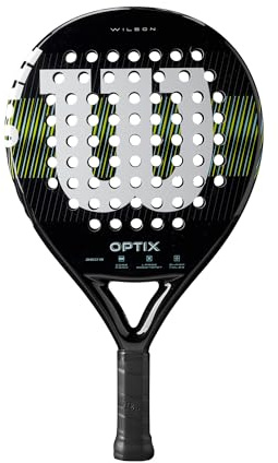 Wilson Optix V1 Padel Racket, Made with a Fiberglass Structure and Soft Foam, Circular Design and Precision Hole Technology, Colour: Black, Size: 2