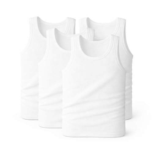 2 | 4 | 6 | 10 pezzi canottiere da uomo a doppia costina bianco 100% cotone resistente alla bollitura e adatto all'asciugatrice, M