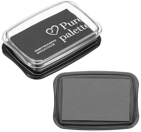PATIKIL 7,6 cm x 5 cm stor stämpeldyna, 2 st tvättbar hantverksbläckdyna för gummistämpelkorttillverkning stämpling scrapbook fingeravtryck handtryck, grå/svart